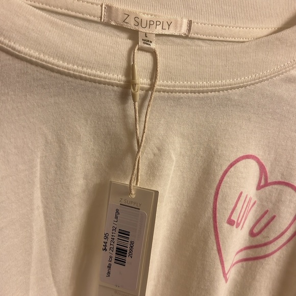 Z Supply Luv U Tee for Valentine’s Day - Vanilla Ice - L - Picture 7 of 9